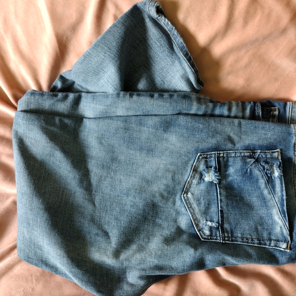 BKE Blue Relaxed Jeans with Unique Denim Hoodie